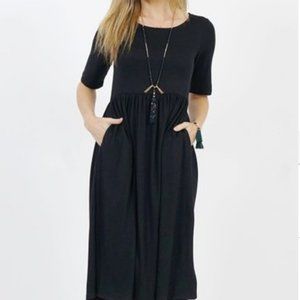 EUC Black 1X mid-calf cotton dress